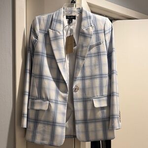 Halogen Blue and White Plaid Blazer NWT, size 2